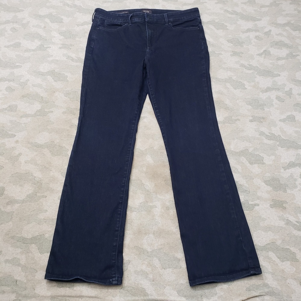 NYDJ Jeans Women 14 Blue Marilyn Straight Denim Dark Wash
